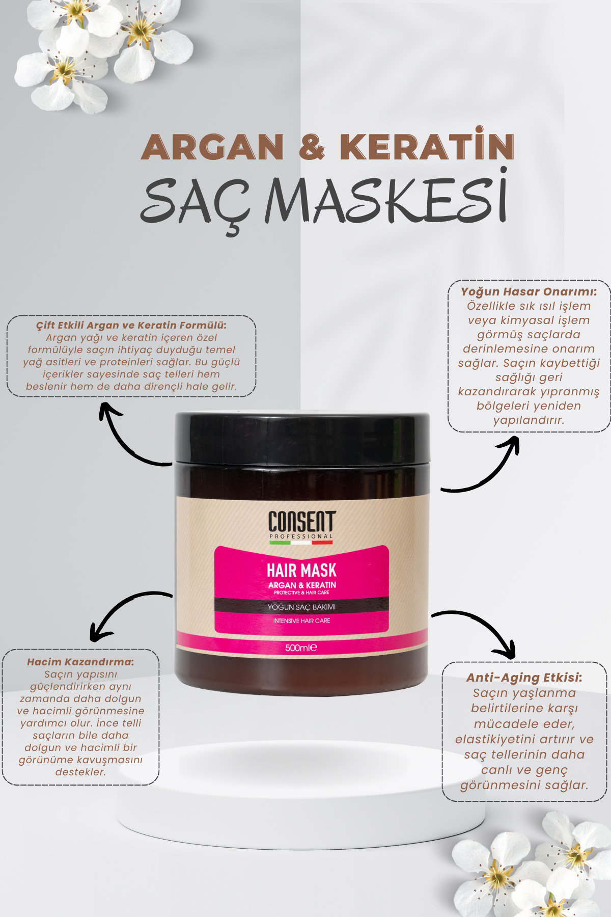 ARGAN & KERATIN HAIR MASK 500 ML