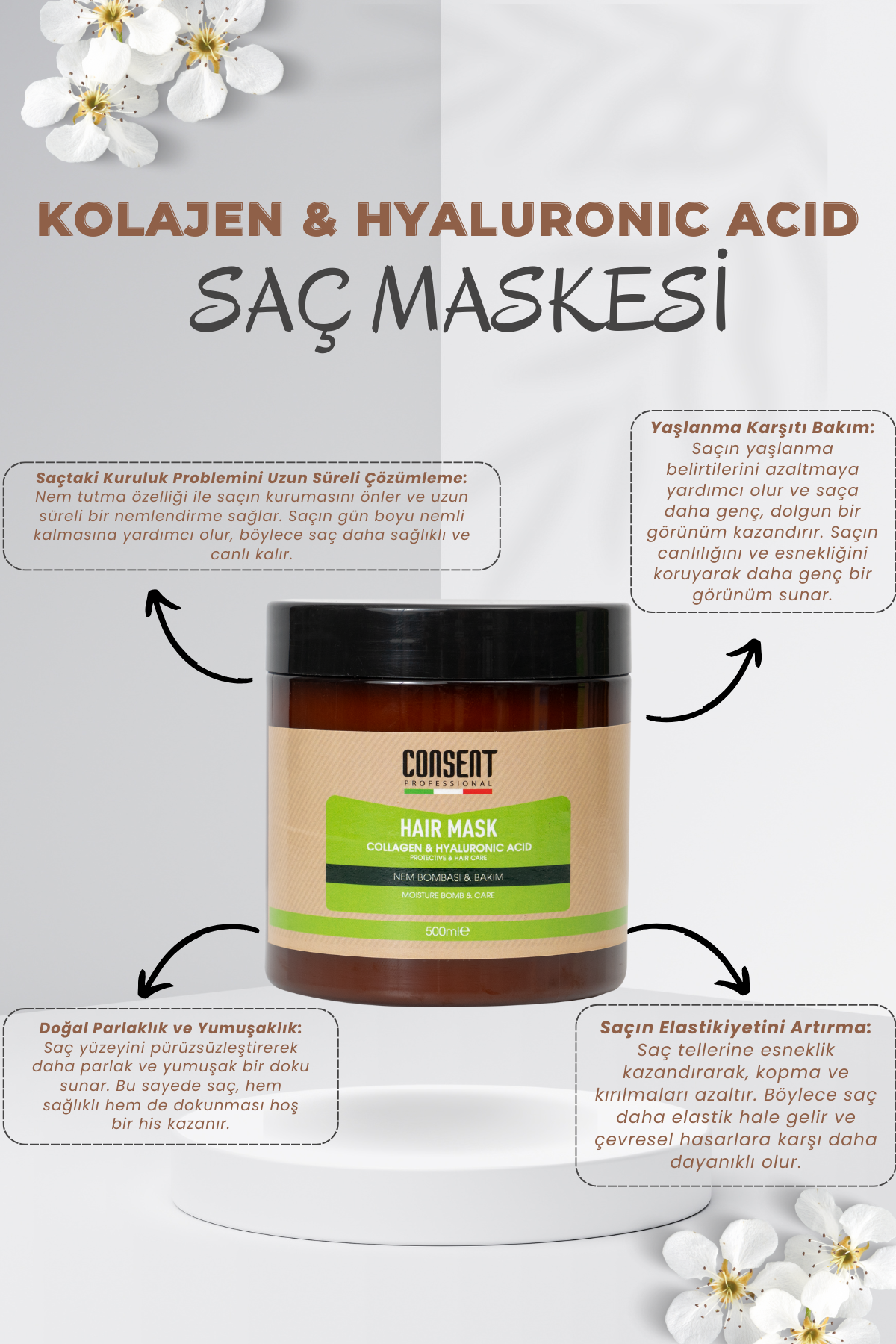 COLLAGEN & HYALURONIC ACID HAIR MASK 500 ML