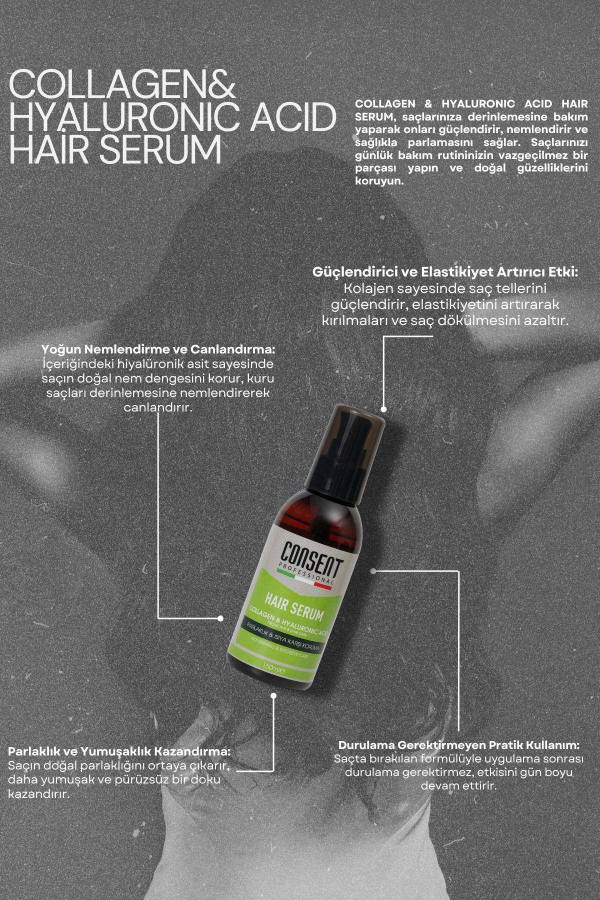 COLLAGEN & HYALURONIC ACID HAIR SERUM 150ml