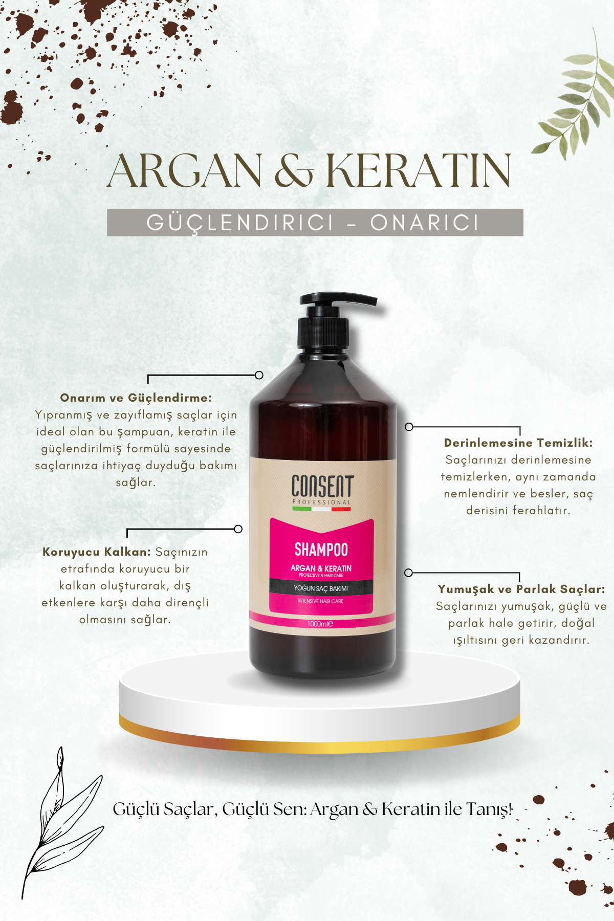ARGAN & KERATİN SHAMPOO 1000 ML (YOĞUN SAÇ BAKIMI)